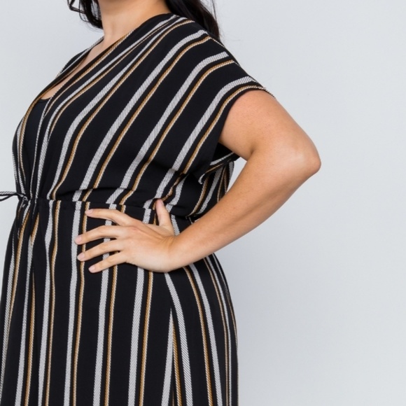 Plus Size Black Multi Stripe Kimono Cover Up Cardi - Picture 7 of 7